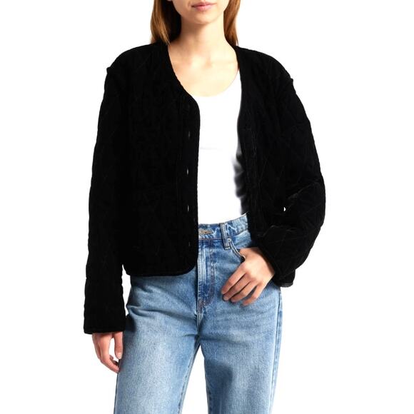 Rails Kiko Black Quilted Velvet Jacket Size M - Picture 12 of 13